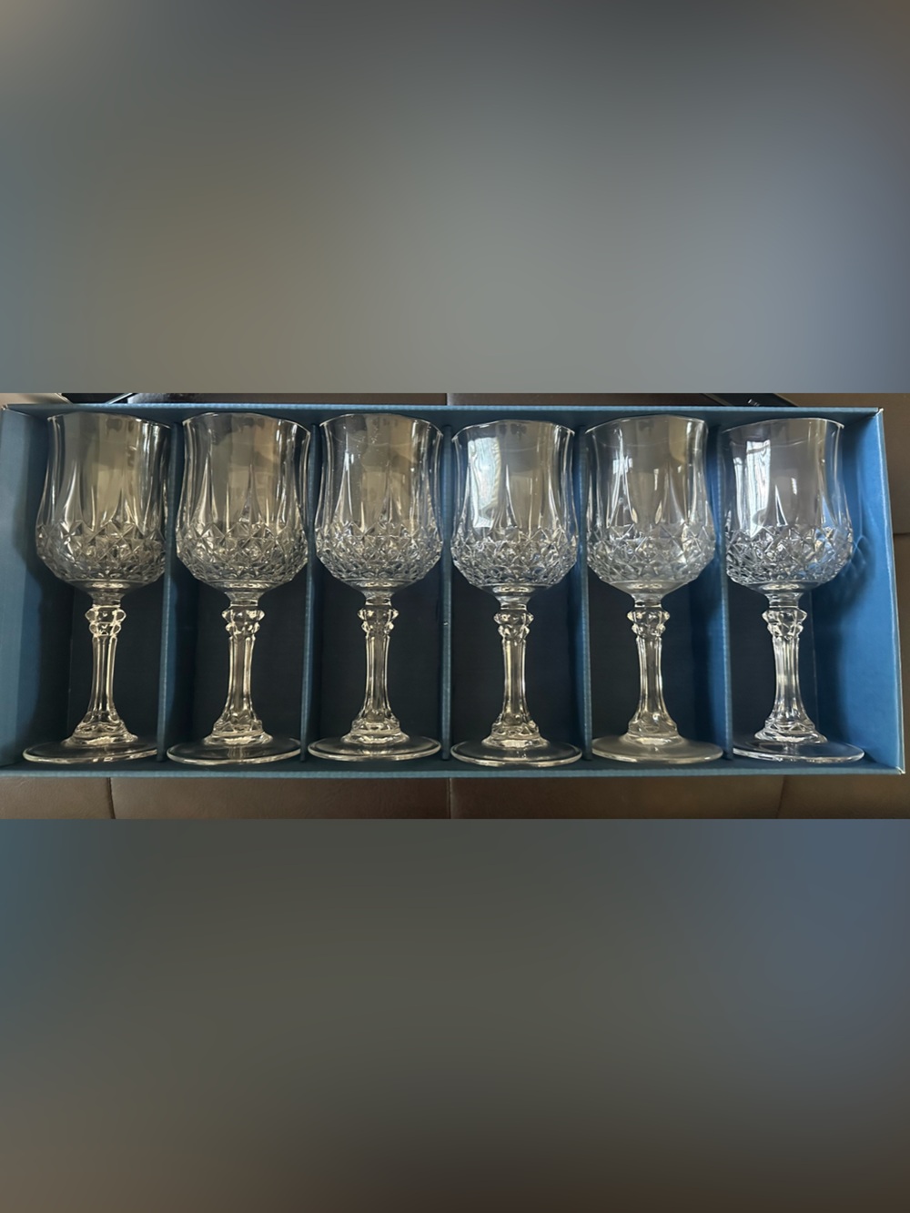 Longchamp Crystal Stemmed Glasses Set  of 6 (6.25 oz.)  24% Crystal RETAIL $89